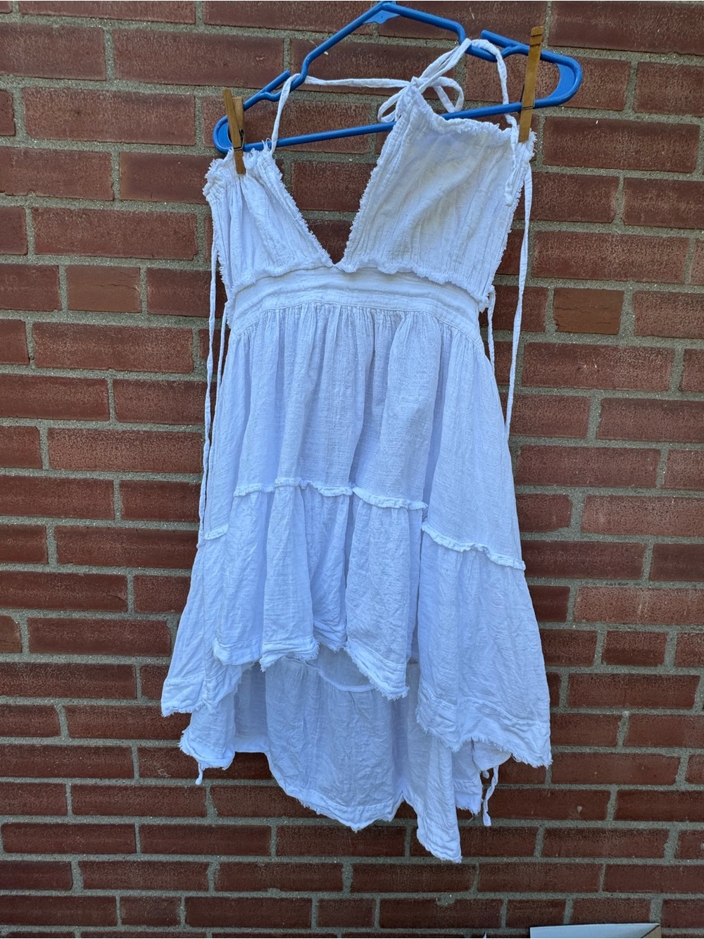 Blanco by Nature White Cotton Gauze Tiered Boho Dress S